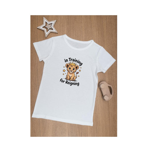 Cotton Toddlers In training for reigning Lion shirt, Kids Christian Church camp tee