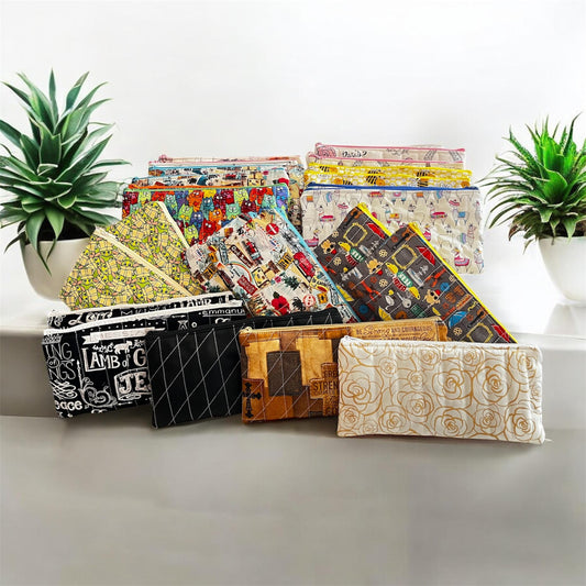 Quilted Pencil Case, Handmade zipper quilted bag great for school ,office , travel , Pencil organizer