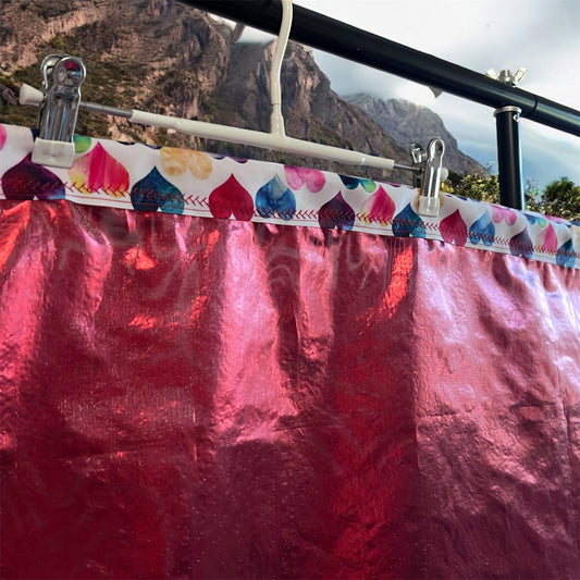 Red Metallic Lame Worship Flags with Flexi Rods