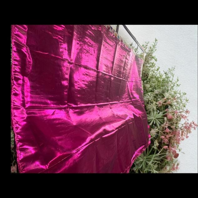 Fuschia Metallic Lame Worship Flags Praise Dance Banners with Flexi Rods