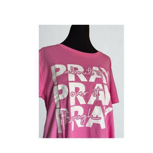 Pray about over through it Christian Tee | New believer gift ChristianityShirt | Inspirational Evangelism Tee | Faith Shirt