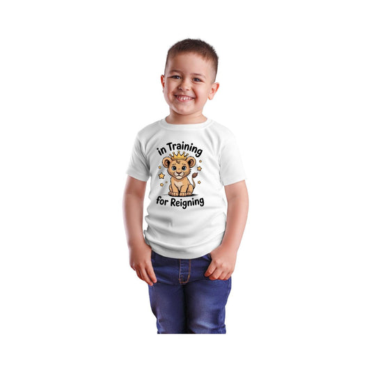Cotton Toddlers In training for reigning Lion shirt, Kids Christian Church camp tee