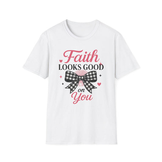 Faith Looks Good on You Coquette Christian T-Shirt, Inspirational Shirt, New Believer Gift , Church Merch