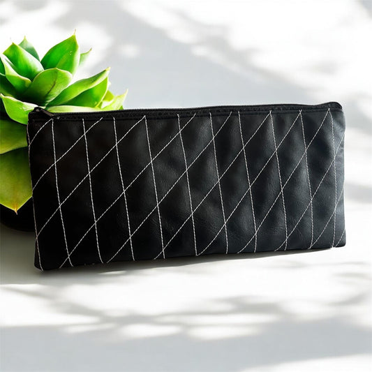 Quilted Pencil Case, Handmade zipper quilted bag great for school ,office , travel , Pencil organizer