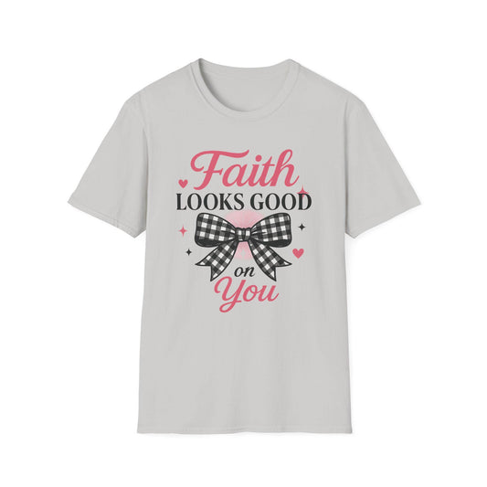 Faith Looks Good on You Coquette Christian T-Shirt, Inspirational Shirt, New Believer Gift , Church Merch
